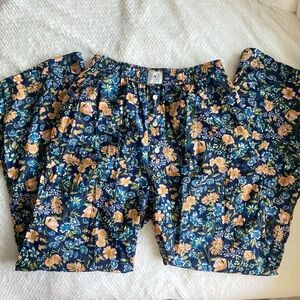 Anthropologie Floral Pajama Pants - Blue and Yellow